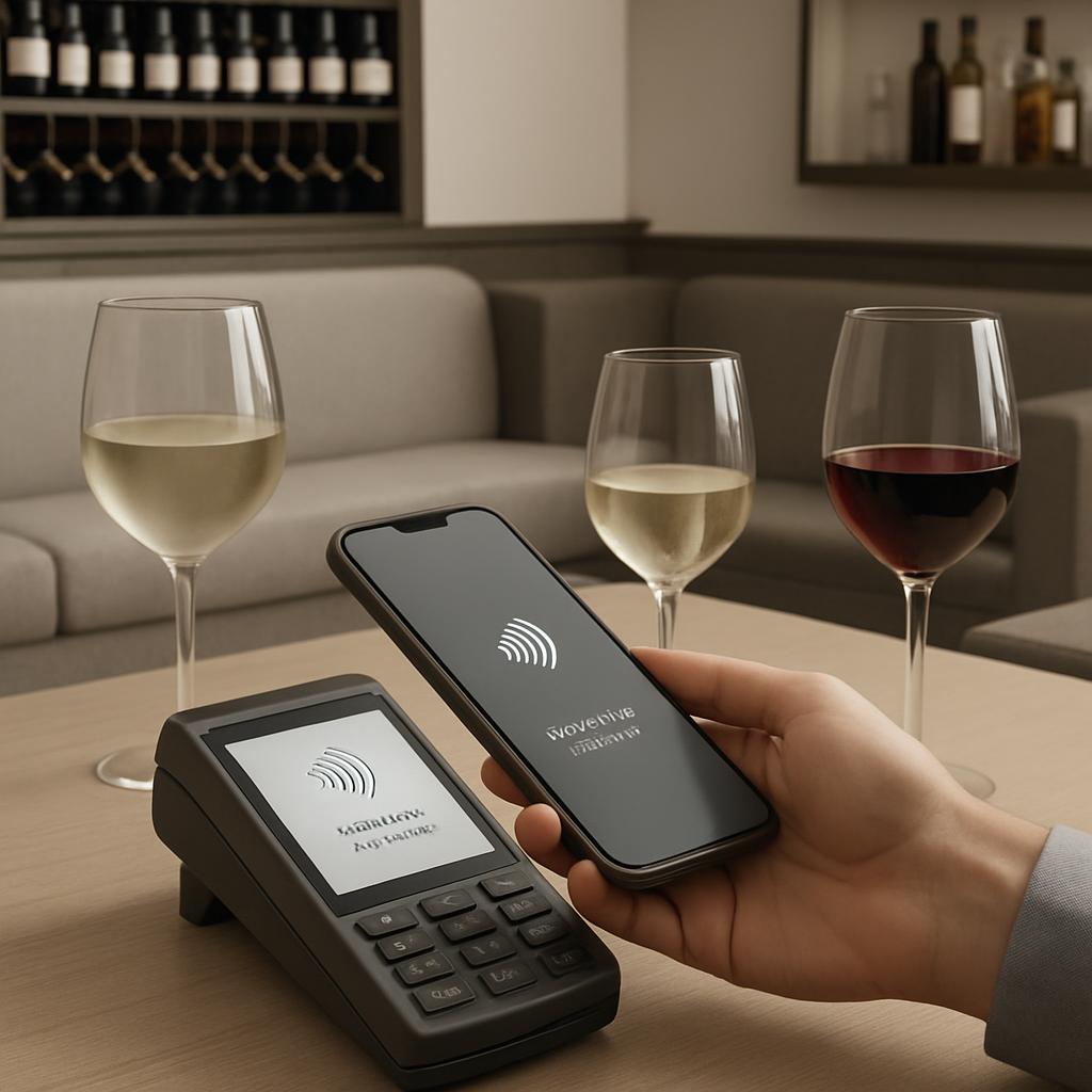 phone lying on a table device near two glasses of red and white wine.